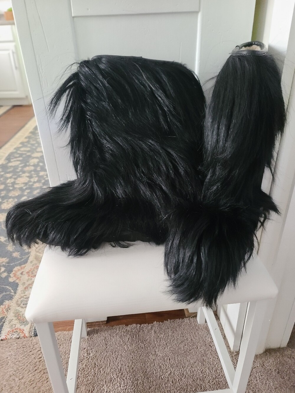 Vintage Black Faux Fur Mid-Calf Boots Size 40 Cozy Winter Boots